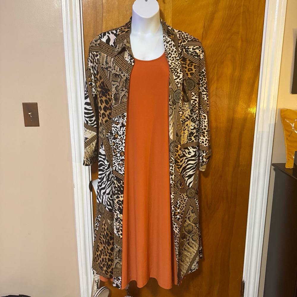 Attitudes by Renee 3 Piece Set w/. Animal Print Jacket and 2 maxi dresses - Picture 5 of 7